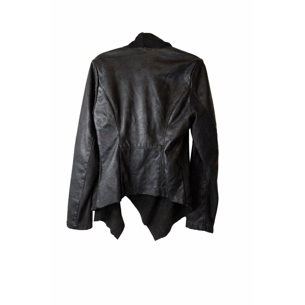 Blank NYC Women's Asymmetrical Black Faux Suede & Vegan Leather Jacket S - Picture 5 of 7